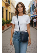 Bear Design Tasche Umh&auml;ngetasche Crossbody " Robin" CL35952 gewaschenes Leder in Used Look Blau