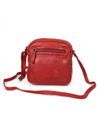 Bear Design Tasche Umh&auml;ngetasche Crossbody &quot; Robin&quot; CL35952 gewaschenes Leder in Used Look Rot