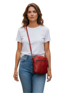 Bear Design Tasche Umh&auml;ngetasche Crossbody &quot; Robin&quot; CL35952 gewaschenes Leder in Used Look Rot