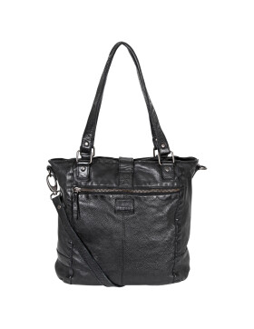Leder Damen Tasche, Schultertasche geflochten im USED LOOK CL 32650 Schwarz