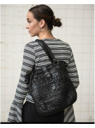 Leder Damen Tasche, Schultertasche geflochten im USED LOOK CL 32650 Schwarz
