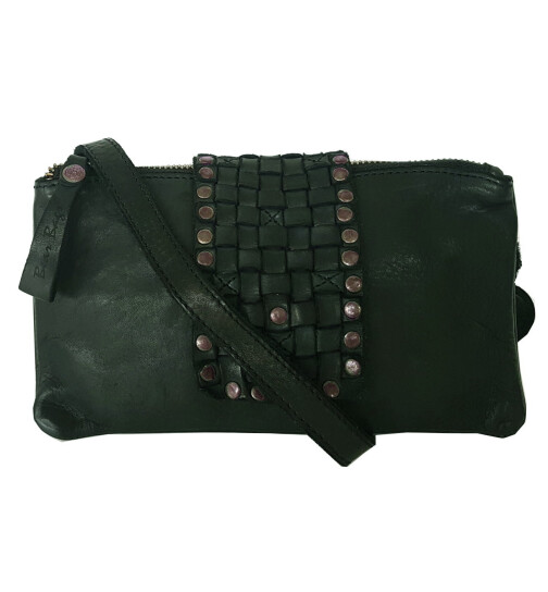Bear Design  Clutch, Umh&auml;ngetasche , kleine Schultertasche mit Nieten Leder Vintage