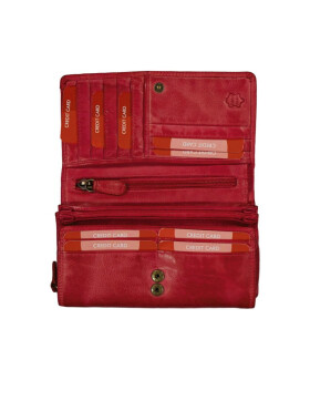 Leder Damen Geldb&ouml;rse XXL, Lederb&ouml;rse Portemonnaie Brieftasche Nappaleder mit Geldscheinf&auml;cher, Box Travel Organizer Rot