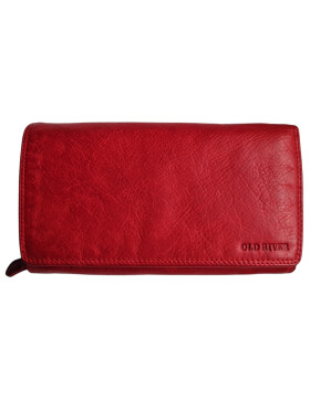 Leder Damen Geldbörse XXL, Lederbörse Portemonnaie Brieftasche Nappaleder mit Geldscheinfächer, Box Travel Organizer Rot