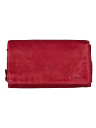 Leder Damen Geldb&ouml;rse XXL, Lederb&ouml;rse Portemonnaie Brieftasche Nappaleder mit Geldscheinf&auml;cher, Box Travel Organizer Rot