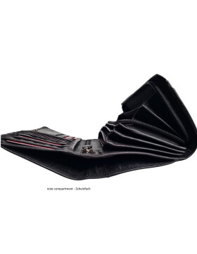 Leder Damen Geldbörse XXL, Lederbörse Portemonnaie Brieftasche Nappaleder mit Geldscheinfächer, Box Travel Organizer Schwarz