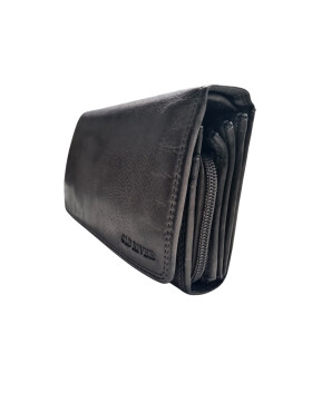 Leder Damen Geldb&ouml;rse XXL, Lederb&ouml;rse Portemonnaie Brieftasche Nappaleder mit Geldscheinf&auml;cher, Box Travel Organizer Schwarz