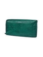 Leder Damen Geldb&ouml;rse XXL, Lederb&ouml;rse Portemonnaie Brieftasche Nappaleder mit Geldscheinf&auml;cher, Box Travel Organizer T&uuml;rkis