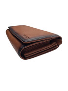 Leder Damen Geldbörse XXL, Lederbörse Portemonnaie Brieftasche Nappaleder mit Geldscheinfächer, Box Travel Organizer Türkis