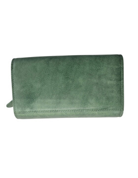 Leder Damen Geldbörse XXL, Lederbörse Portemonnaie Brieftasche Nappaleder mit Geldscheinfächer, Box Travel Organizer Grün