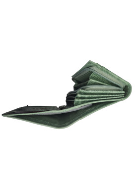 Leder Damen Geldbörse XXL, Lederbörse Portemonnaie Brieftasche Nappaleder mit Geldscheinfächer, Box Travel Organizer Grün