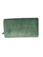 Leder Damen Geldbörse XXL, Lederbörse Portemonnaie Brieftasche Nappaleder mit Geldscheinfächer, Box Travel Organizer Grün