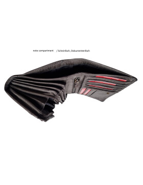 Leder Damen Geldbörse XXL, Lederbörse Portemonnaie Brieftasche Nappaleder mit Geldscheinfächer, Box Travel Organizer Grau