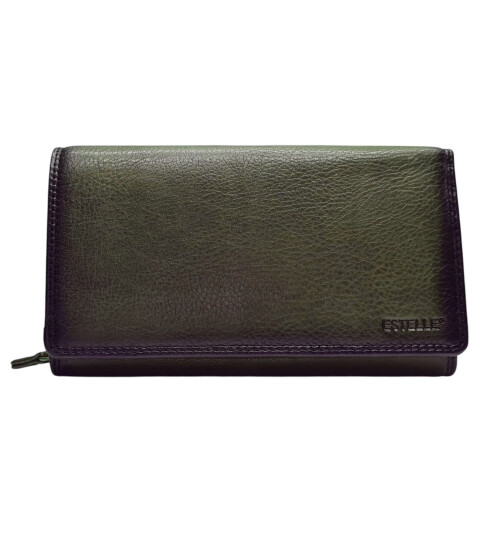 Leder Damen Geldbörse XXL, Lederbörse Portemonnaie Brieftasche Nappaleder mit Geldscheinfächer, Box Travel Organizer Dunkelgrün