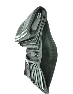 Leder Damen Geldbörse XXL, Lederbörse Portemonnaie Brieftasche Nappaleder mit Geldscheinfächer, Box Travel Organizer Dunkelgrün