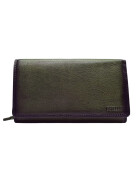 Leder Damen Geldbörse XXL, Lederbörse Portemonnaie Brieftasche Nappaleder mit Geldscheinfächer, Box Travel Organizer Dunkelgrün