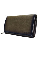 Leder Damen Geldbörse XXL, Lederbörse Portemonnaie Brieftasche Nappaleder mit Geldscheinfächer, Box Travel Organizer Dunkelgrün