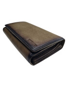 Leder Damen Geldbörse XXL, Lederbörse Portemonnaie Brieftasche Nappaleder mit Geldscheinfächer, Box Travel Organizer Dunkelgrün