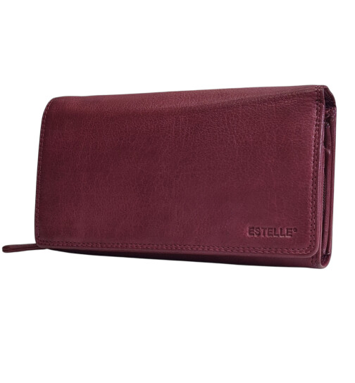 Leder Damen Geldbörse XXL, Lederbörse Portemonnaie Brieftasche Nappaleder mit Geldscheinfächer, Box Travel Organizer Lila