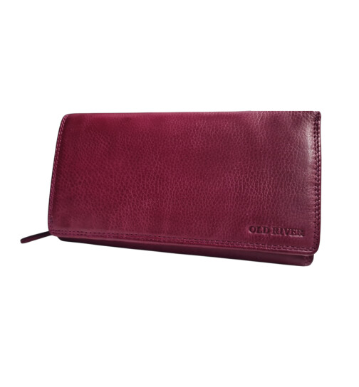 Leder Damen Geldbörse XXL, Lederbörse Portemonnaie Brieftasche Nappaleder mit Geldscheinfächer, Box Travel Organizer Lila