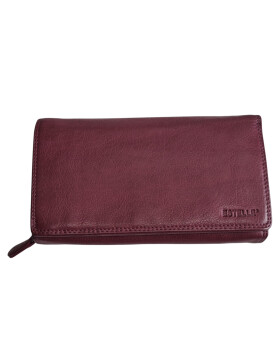 Leder Damen Geldbörse XXL, Lederbörse Portemonnaie Brieftasche Nappaleder mit Geldscheinfächer, Box Travel Organizer Lila