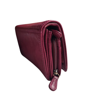 Leder Damen Geldbörse XXL, Lederbörse Portemonnaie Brieftasche Nappaleder mit Geldscheinfächer, Box Travel Organizer Lila