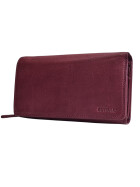 Leder Damen Geldbörse XXL, Lederbörse Portemonnaie Brieftasche Nappaleder mit Geldscheinfächer, Box Travel Organizer Lila