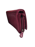 Leder Damen Geldbörse XXL, Lederbörse Portemonnaie Brieftasche Nappaleder mit Geldscheinfächer, Box Travel Organizer Lila