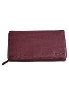 Leder Damen Geldbörse XXL, Lederbörse Portemonnaie Brieftasche Nappaleder mit Geldscheinfächer, Box Travel Organizer Lila