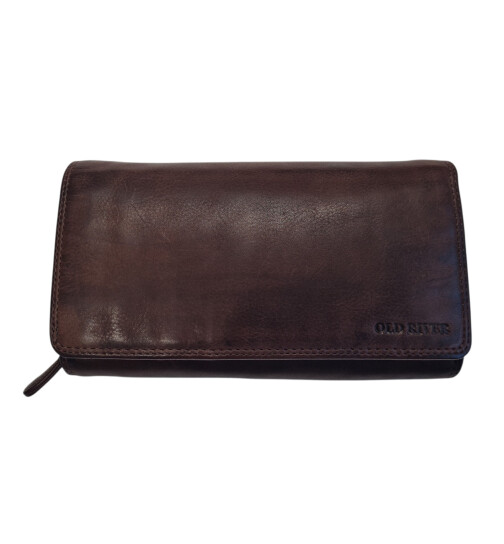 Leder Damen Geldbörse XXL, Lederbörse Portemonnaie Brieftasche Nappaleder mit Geldscheinfächer, Box Travel Organizer Braun