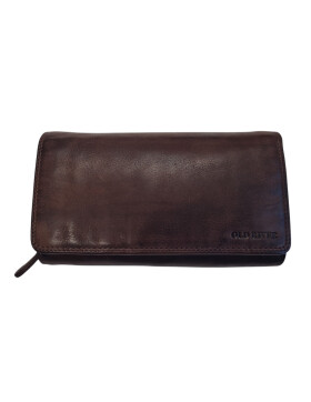 Leder Damen Geldbörse XXL, Lederbörse Portemonnaie Brieftasche Nappaleder mit Geldscheinfächer, Box Travel Organizer Braun