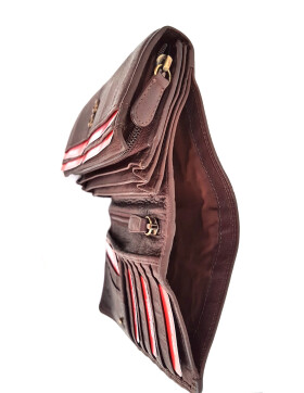 Leder Damen Geldbörse XXL, Lederbörse Portemonnaie Brieftasche Nappaleder mit Geldscheinfächer, Box Travel Organizer Braun