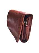 Leder Damen Geldbörse XXL, Lederbörse Portemonnaie Brieftasche Nappaleder mit Geldscheinfächer, Box Travel Organizer Cognac