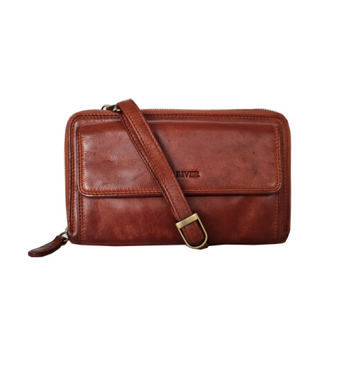 Damen Leder Handytasche Geldb&ouml;rse, Umh&auml;ngetasche Crossbody Bag Handy Brieftasche,Smartphone Umh&auml;ngetasche, kleine Umh&auml;ngetasche Cognac