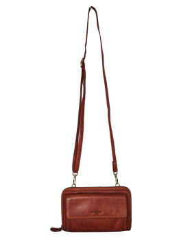 Damen Leder Handytasche Geldb&ouml;rse, Umh&auml;ngetasche Crossbody Bag Handy Brieftasche,Smartphone Umh&auml;ngetasche, kleine Umh&auml;ngetasche Cognac