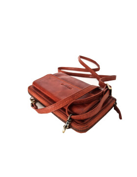 Damen Leder Handytasche Geldb&ouml;rse, Umh&auml;ngetasche Crossbody Bag Handy Brieftasche,Smartphone Umh&auml;ngetasche, kleine Umh&auml;ngetasche Cognac