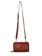 Damen Leder Handytasche Geldb&ouml;rse, Umh&auml;ngetasche Crossbody Bag Handy Brieftasche,Smartphone Umh&auml;ngetasche, kleine Umh&auml;ngetasche Cognac