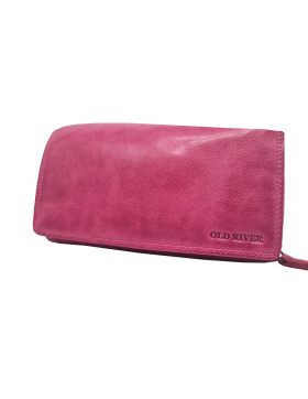 Leder Damen Geldb&ouml;rse XXL, Lederb&ouml;rse Portemonnaie Brieftasche Nappaleder mit Geldscheinf&auml;cher, Box Travel Organizer Hellfuxia