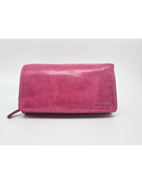 Leder Damen Geldb&ouml;rse XXL, Lederb&ouml;rse Portemonnaie Brieftasche Nappaleder mit Geldscheinf&auml;cher, Box Travel Organizer Hellfuxia