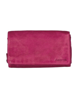 Leder Damen Geldbörse XXL, Lederbörse Portemonnaie Brieftasche Nappaleder mit Geldscheinfächer, Box Travel Organizer Hellfuxia