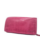 Leder Damen Geldb&ouml;rse XXL, Lederb&ouml;rse Portemonnaie Brieftasche Nappaleder mit Geldscheinf&auml;cher, Box Travel Organizer Hellfuxia