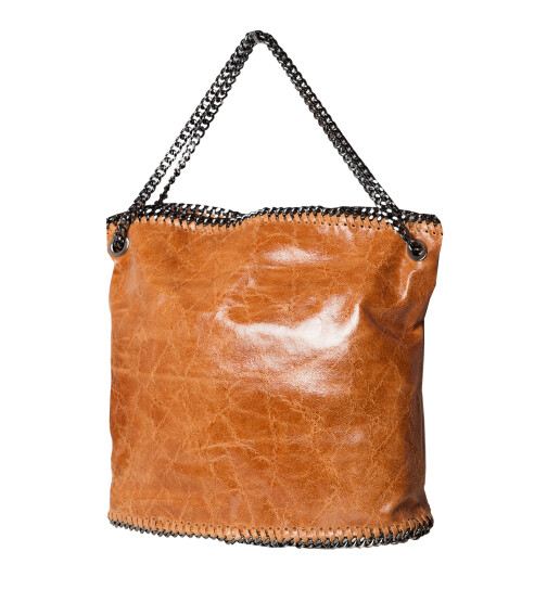 Damen Tasche echt.Leder, Leder Beuteltasche Taupe, Leder Shopper,Tote Bag Leder, Leder Beutel mit Ketten