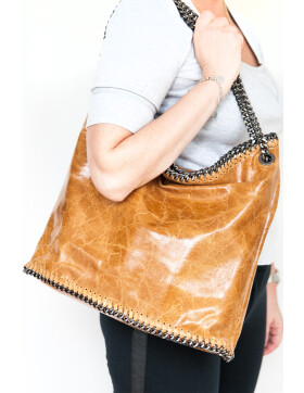 Kopie von Damen Tasche echt.Leder, Leder Beuteltasche Taupe, Schultertasche, Tote Bag Leder, Leder Beutel mit Ketten #1