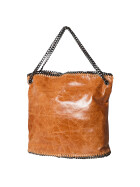 Damen Tasche echt.Leder, Leder Beuteltasche Taupe, Leder Shopper,Tote Bag Leder, Leder Beutel mit Ketten