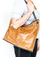 Kopie von Damen Tasche echt.Leder, Leder Beuteltasche Taupe, Schultertasche, Tote Bag Leder, Leder Beutel mit Ketten #1