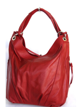 Damen Leder Tasche Shopper, Beuteltasche Rot italienische Handarbeit