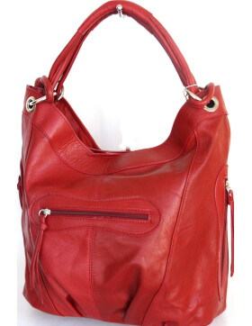 Damen Leder Tasche Shopper, Beuteltasche Rot italienische Handarbeit