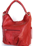 Damen Leder Tasche Shopper, Beuteltasche Rot italienische Handarbeit