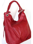 Damen Leder Tasche Shopper, Beuteltasche Rot italienische Handarbeit