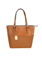Damen Tasche Leder Cognac ,Shopper Henkeltasche Beutel Tote Bag